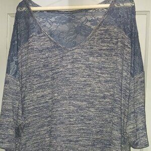 Torrid Super Soft Plush Blue and Lace Sweater